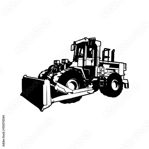 Wheel Dozer - Special Vehicle - Heavy Machinery, Logging and Construction Machinery Stencil Cut File - Cricut file.