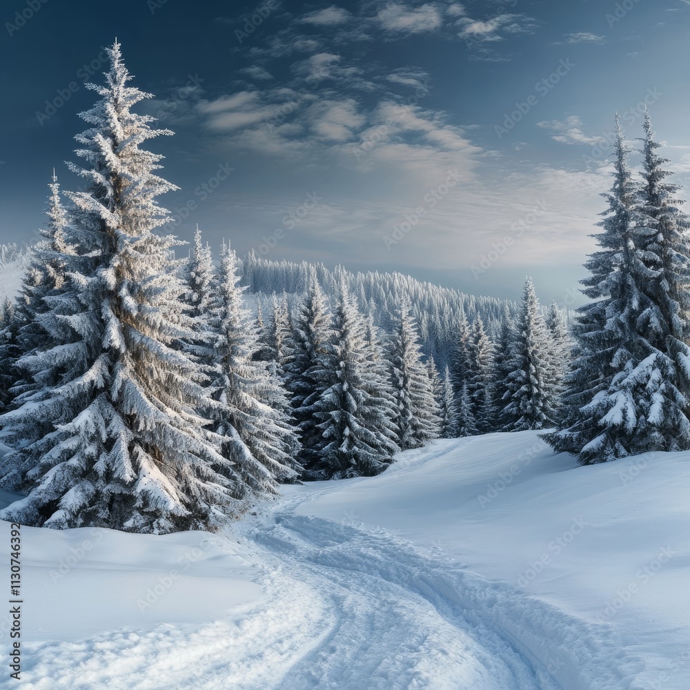 Fototapeta premium Carpathian mountainscape in winter