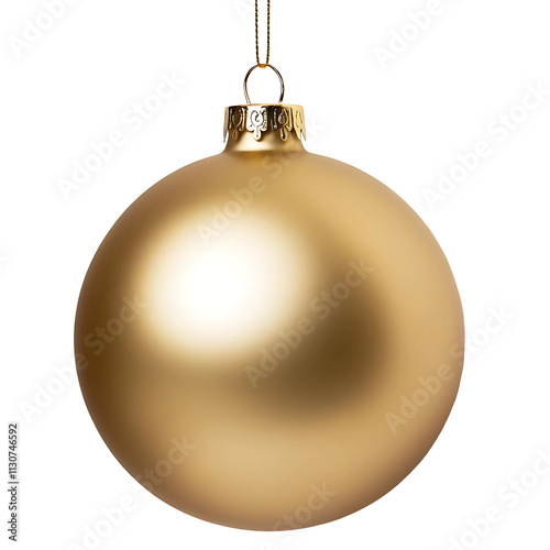 Christmas Ball, gold bauble, isolated on transparent background cut out photo