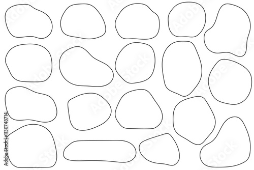流体シェイプふきだしセット　線あり白背景
Fluid shape speech bubble set white background with lines