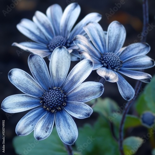 Cineraria maritima, garden closeup. photo