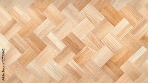 Modern Elegance: Photorealistic White Oak Parquet Flooring Background with Herringbone Pattern
