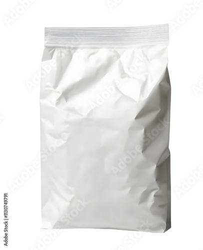 Blank white paper bag package of flour with shadow isolated on transparent background photo