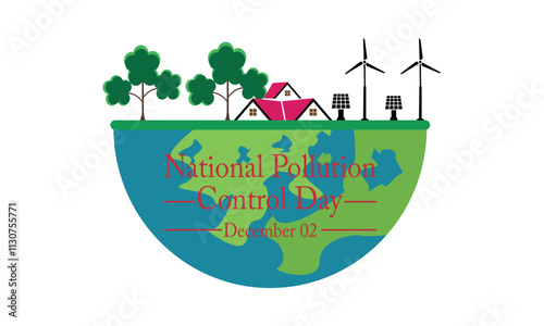 National Pollution Control Day December 2, For Awareness Campaign About Factory,Vector Design Illustration .