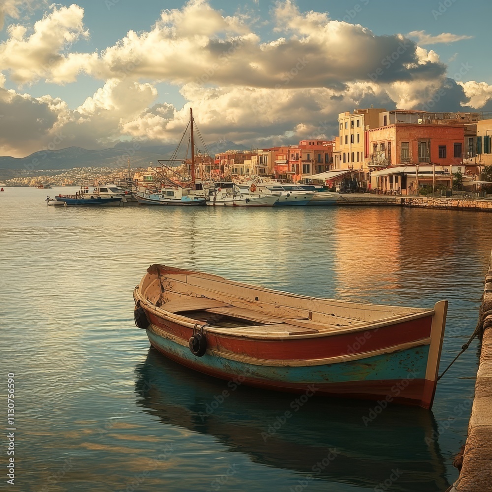 Fototapeta premium Venice embankment, Chania harbor, Greece.