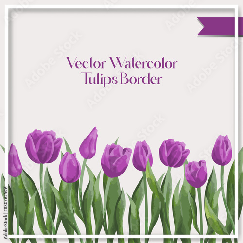flower floral watercolor tulips border collection
