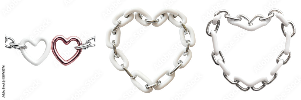 Fototapeta premium Minimal Love Symbol. Interconnected heart chains in smooth design, showcasing elegance Transparent Background