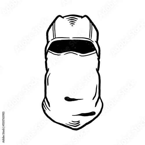 Balaclava Winter Face Mask, hand drawn line sketch vector illustration