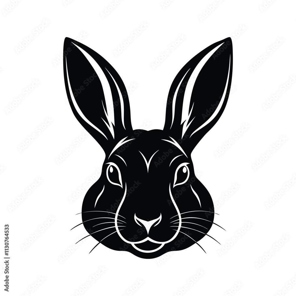 Fototapeta premium Rabbit Head Silhouette Vector Illustration