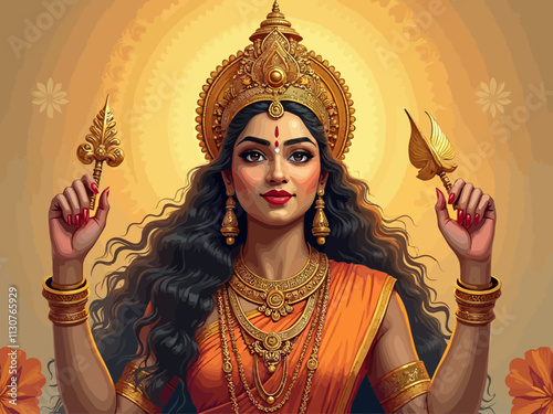 maa laxmi illustration hindu elements minimalisti