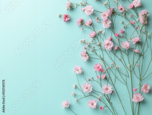 Spring Flowers on a Mint Background for Celebrations photo