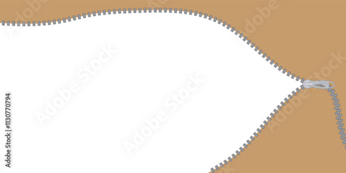 Open Zipper Template with Blank Space. Background Zipper Design Vector illustration