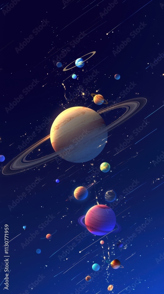 Fototapeta premium Abstract space background with planets, stars and nebula. 