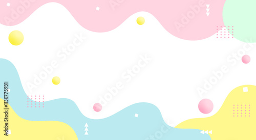 playful pastel background with wavy shapes and colorful geometric accents