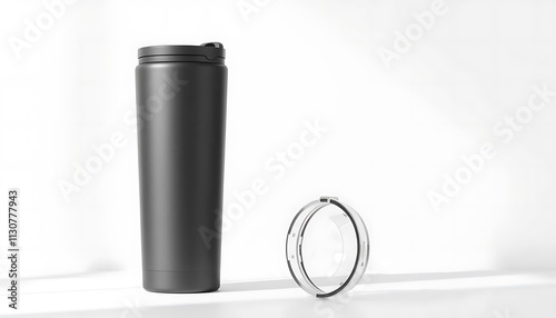 Black Travel Mug Mockup photo