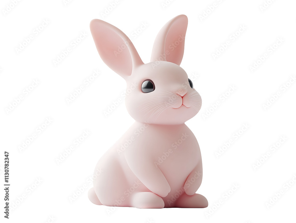 Obraz premium Cute Pink Bunny Figure Isolated on Transparent Background for Designs