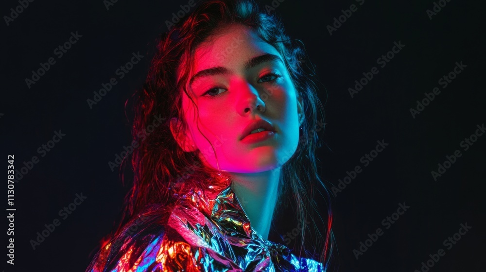 Y2k foil fashion portrait