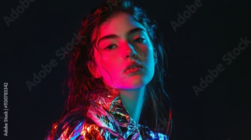 Obraz na płótnie Y2k foil fashion portrait w salonie