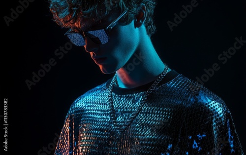 Obraz na płótnie Futuristic y2k hologram fashion w salonie