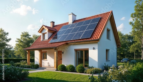 Wallpaper Mural House with solar panels on the roof Torontodigital.ca