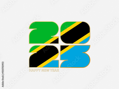 Abstract numbers 2025 with flag of Tanzania.