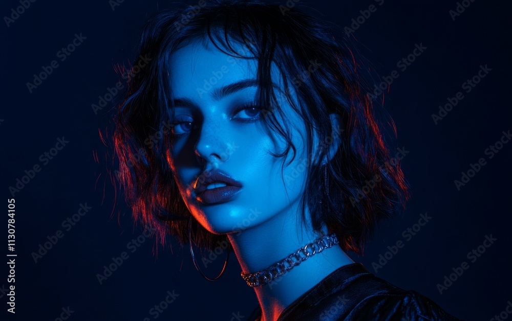 Deep blue neon Gen Z aesthetic y2k fashion