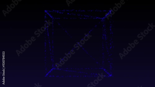 Abstract Aesthetic Glowing Dark Blue 3D Cube Square Sign With Particles Background
Motion Design Template Animation Video 4K HD 

