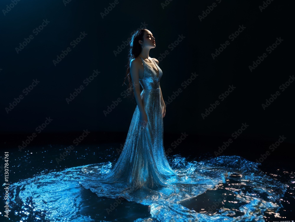 Y2k silver dress with holographic glow
