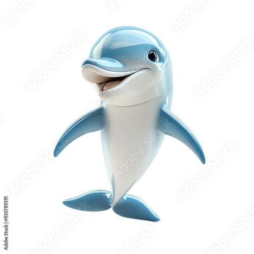 Cute dolphin character, transparent background photo