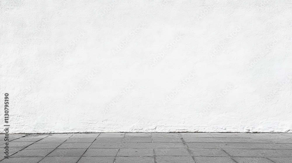 Fototapeta premium Minimalist White Wall with Clean Grey Floor in Modern Setting