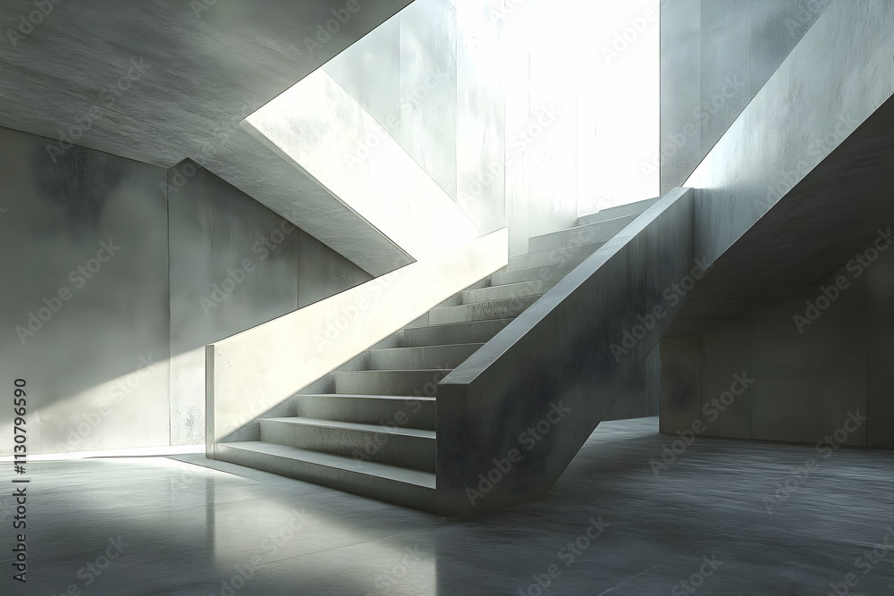 Obraz premium Modern Concrete Staircase 3D Render