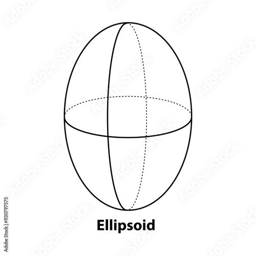 Ellipsoid shape. mathematics black line vector 2d geometric shape