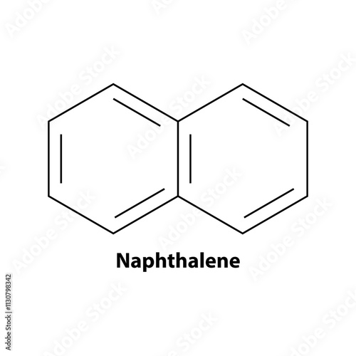 Naphthalene. chemistry Organic compound. black line vector 2d shape