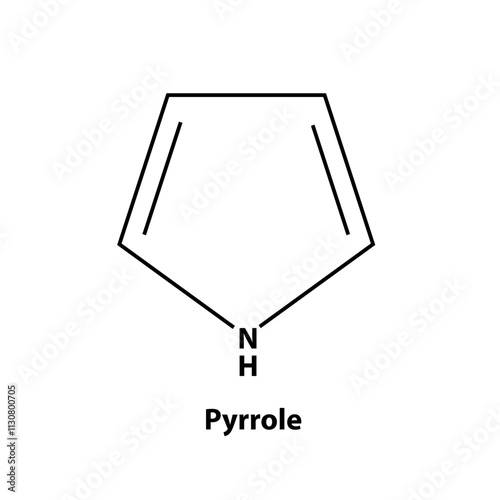 Pyrrole. chemistry Organic compound. black line vector 2d shape