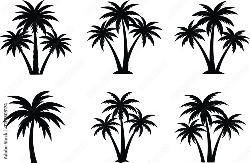 Fototapeta premium plam trees silhouette vector art