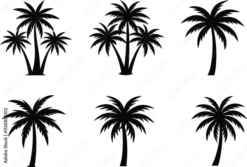 Fototapeta premium plam trees silhouette vector art