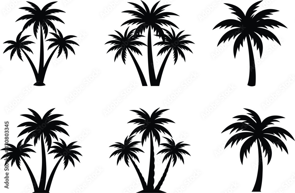 Fototapeta premium plam trees silhouette vector art