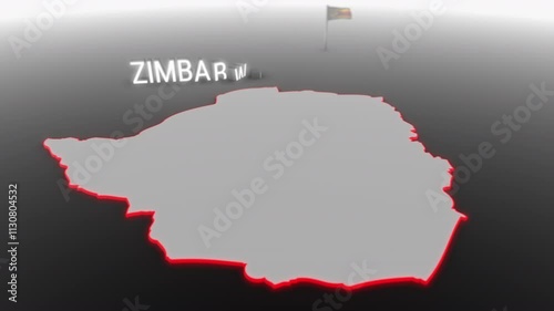 3d animated map of Zimbabwe gets hit and fractured by the text “Violence”