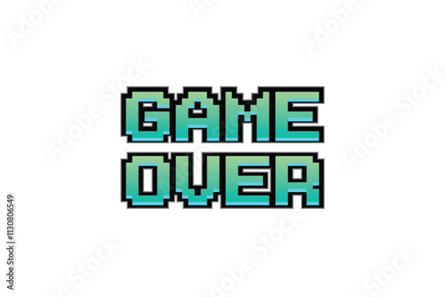 GAME OVER. pixel art .8 bit game. retro game. for game assets in vector illustrations on white background.
