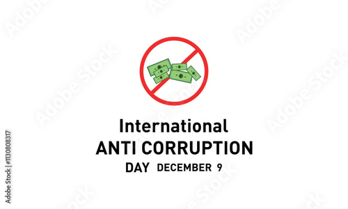 International Anti-Corruption Day Vector Illustration L,ine Art With Text Anti Corruption.