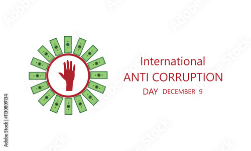 International Anti-Corruption Day Vector Illustration L,ine Art With Text Anti Corruption.