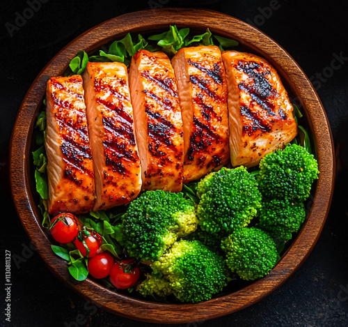 A plate with a healthy vegetarian food dish and vitamin-rich, low-calorie food
