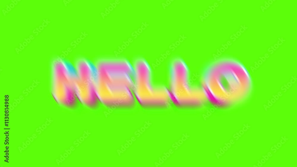 Animated Hello text on green screen background
