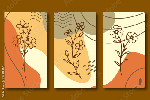 Hand drawn flower abstract wallpaper collection