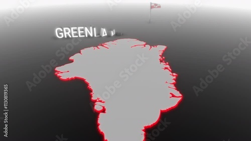 3d animated map of Greenland gets hit and fractured by the text “Violence”