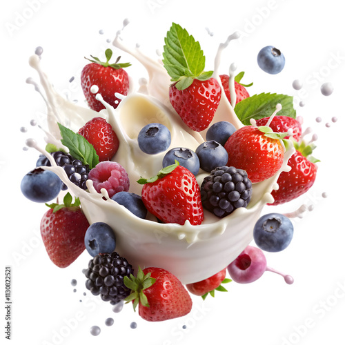 berries and milk splaash photo