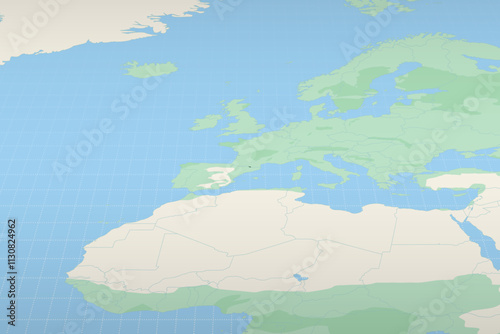 Andorra highlighted on a detailed map, geographic location of Andorra.