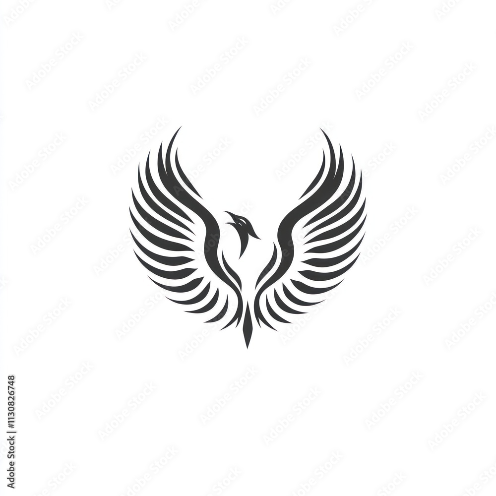Fototapeta premium Stylized phoenix logo, elegant design with outstretched wings.