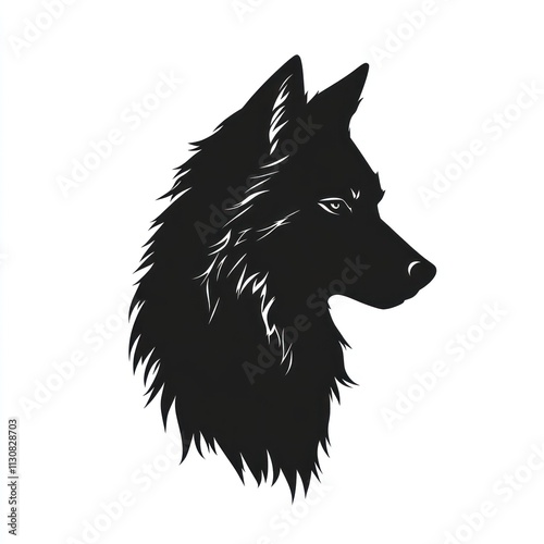 Silhouette of a wolf's head in profile view. photo