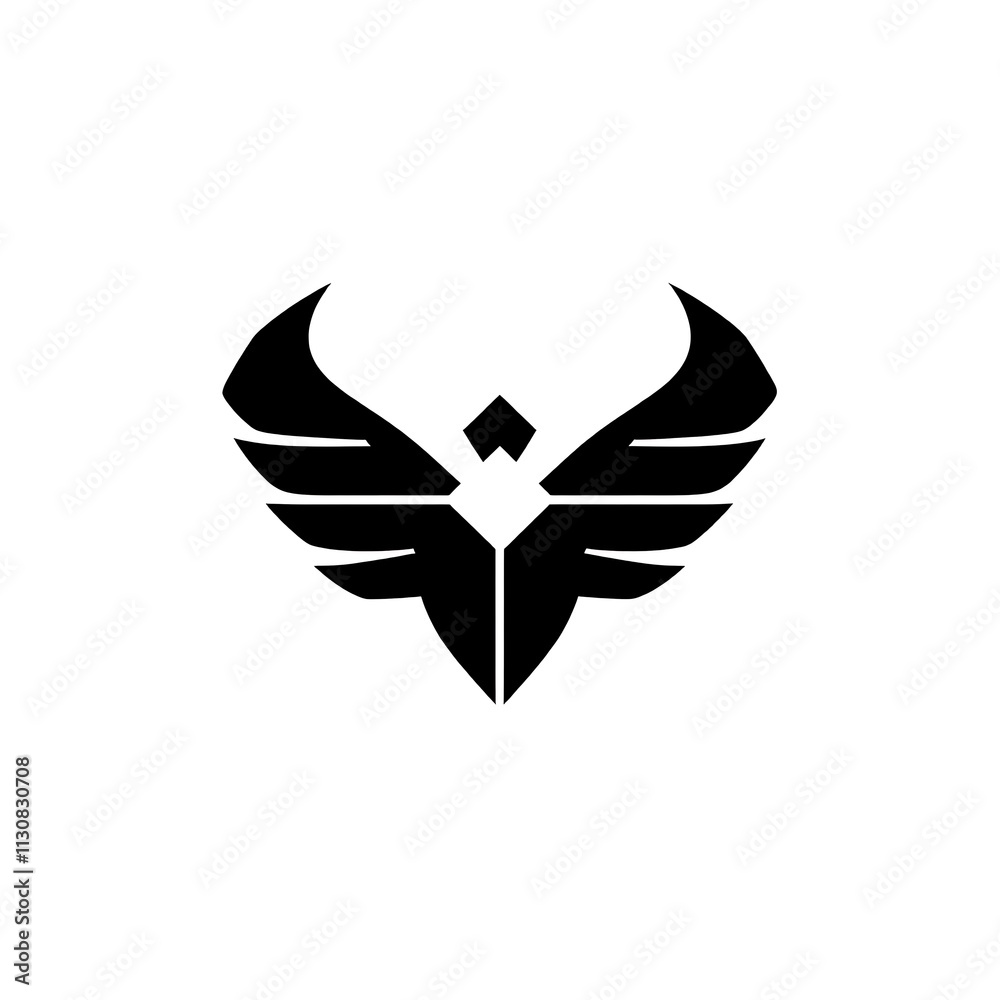Obraz premium Majestic Wings Logo: A bold, black-and-white emblem of majestic wings, symbolizing freedom, power, and strength. Perfect for corporate branding, sports teams, or any project needing a powerful visual.
